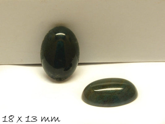 2 Stück Edelstein Cabochons, oval, Moos Achat, oval 18 x 13 mm