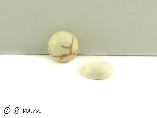2 Stück Edelstein Cabochons, Howlith, 8 mm