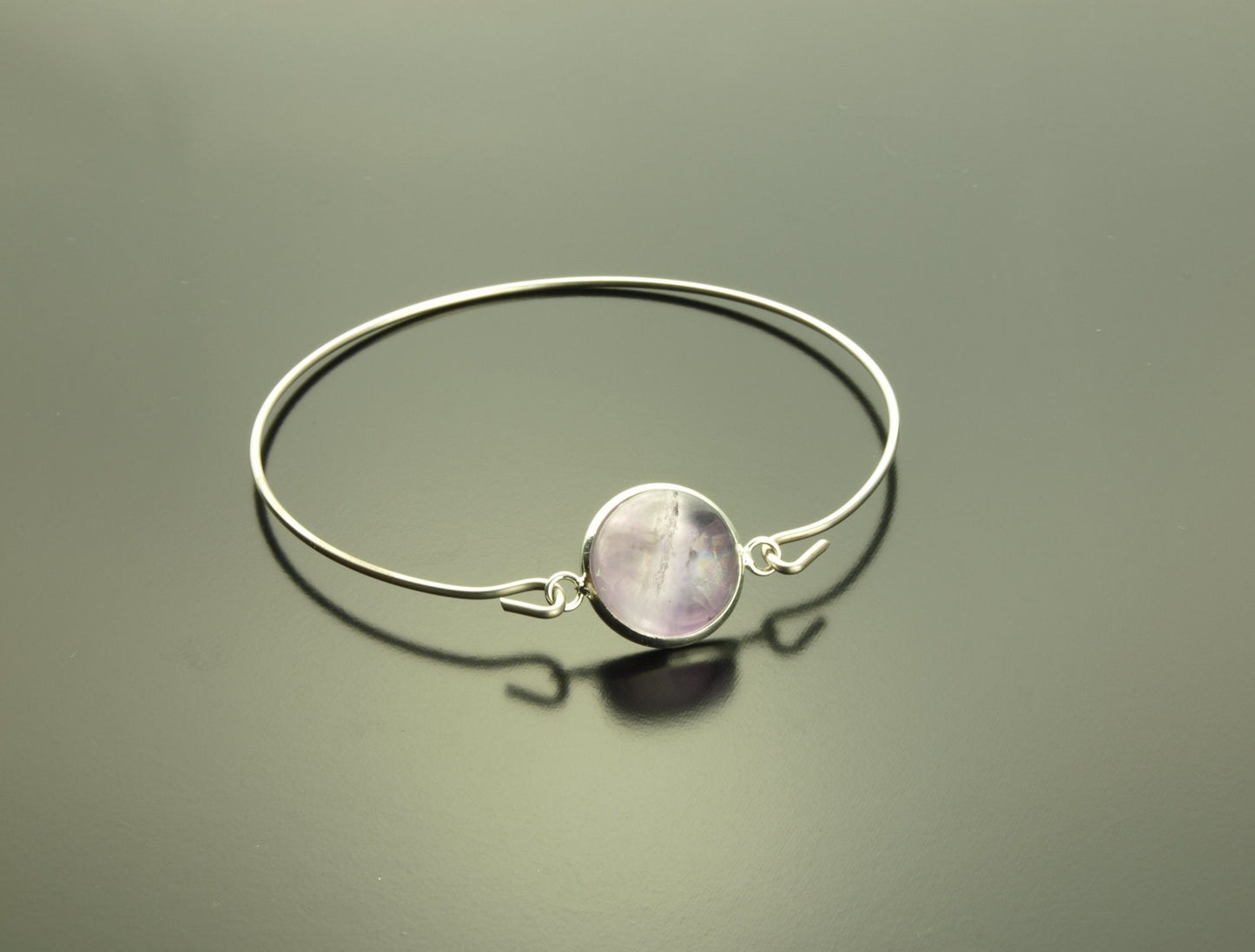 Armreif Fluorit lila Edelstein silber Armband