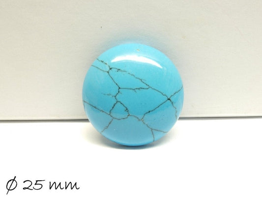 1 Stück Cabochon, himmelblauer synthetischer Türkis, 25 mm