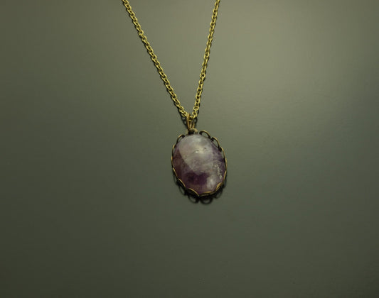 Kette Amethyst lila Edelstein Cabochon Anhänger bronze