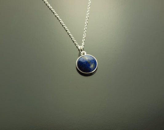 Kette Lapislazuli blau Edelstein Cabochon Anhänger Lapis Lazuli silbern golden bronze