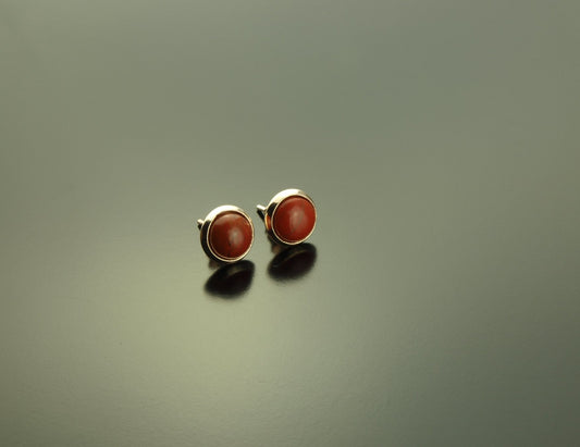 Ohrstecker Aventurin rot Edelstein Cabochon Ohrringe silber