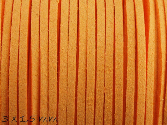 0,42EUR/m - 6 m Wildlederimitat 3 x 1,5 mm orange, flach