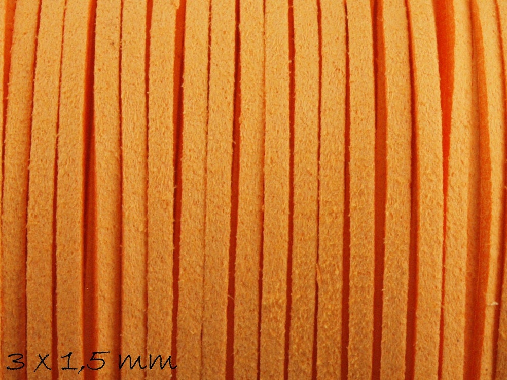 0,42EUR/m - 6 m Wildlederimitat 3 x 1,5 mm orange, flach