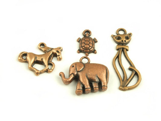 1 Set Tiere kupfer Elefant,Katze,Pferd