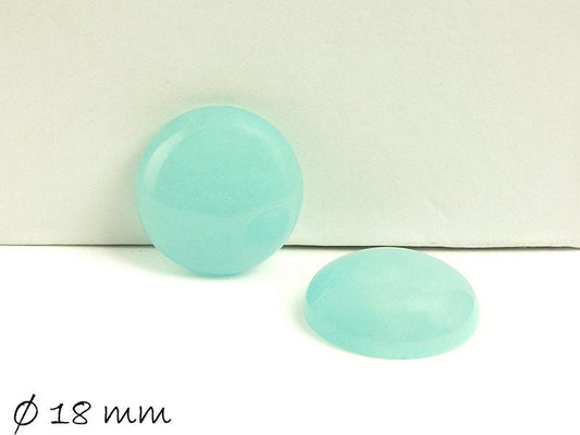2 Stück Edelstein Cabochons, Jade (hellblau), 18 mm, blau türkis