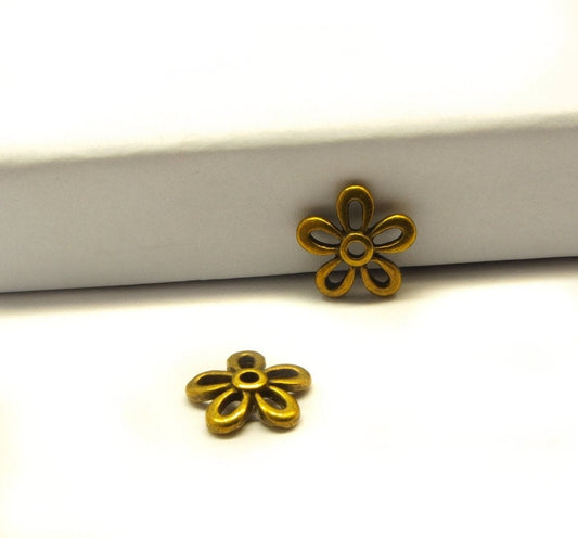 10 Stück Perlenkappen, Blüte bronze 11 mm