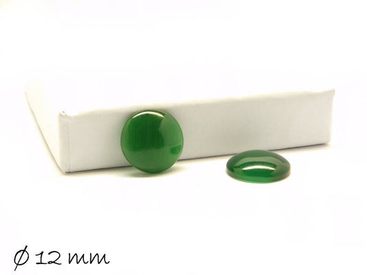 10 Stück runde Cateye Glas Cabochons 12 mm, grün