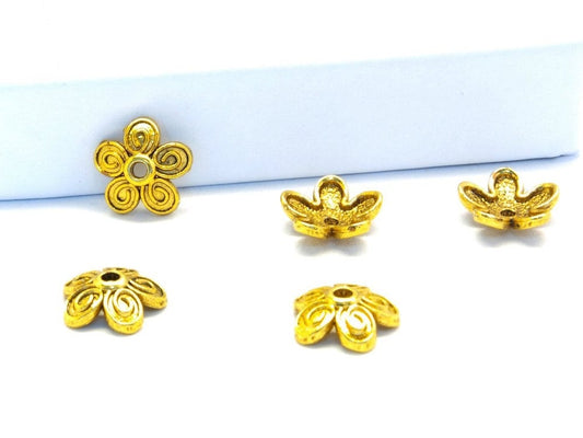 10 Stück Perlenkappe massiv keltisch gold vintage Blume