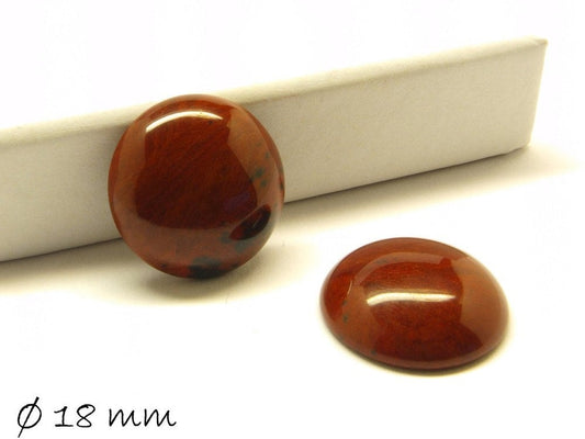 2 Stück Edelstein Cabochons, roter Jasper, 18 mm