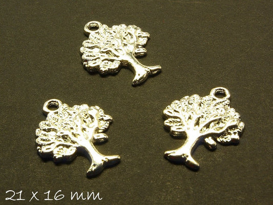 6 Stück Anhänger Bäume charms silber vintage 21 x 16 mm