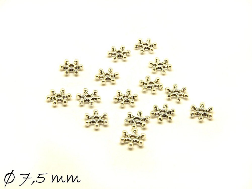 20 Stück Spacer Perlen Flocke Ø 7,5 mm altsilber
