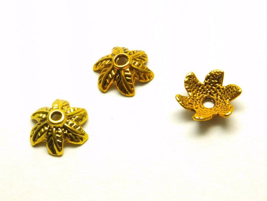 10 Stück Perlenkappen massiv keltisch gold Ø 11 mm
