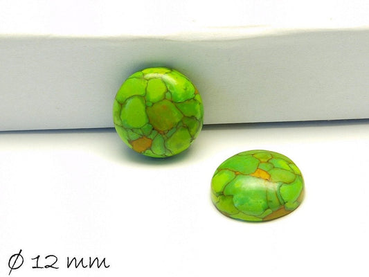 2 Stück Cabochons, synthetischer Türkis, 12 mm