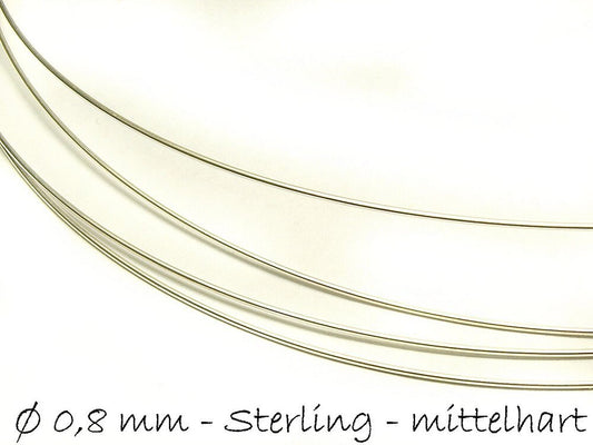 13EUR/m - 0,5m Schmuckdraht Sterling Silber 925, Ø 0,8 mm