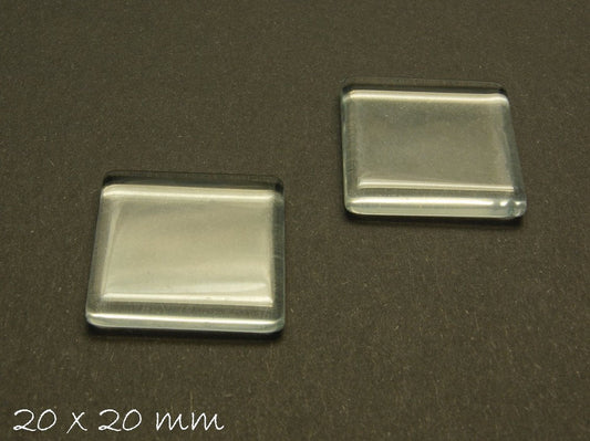 4 Stück Quadratische, klare 20 x 20 mm Glas Cabochons