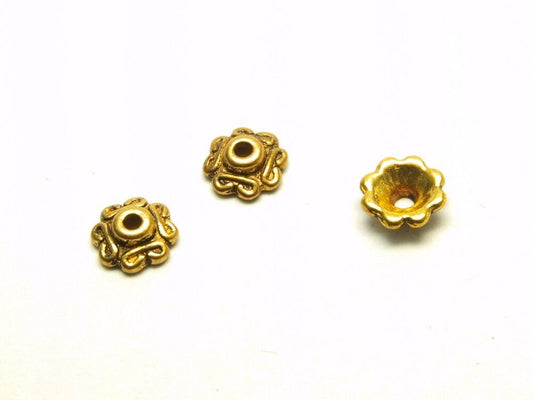 10 Stück Perlenkappe massiv keltisch gold Ø 7 mm