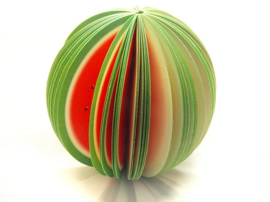 Notizblock Melone rot 3D Obst Frucht rund Papier