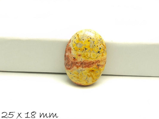 1 Stück ovaler Edelstein Cabochon, gelber Jasper, Stein, 25 x 18 mm