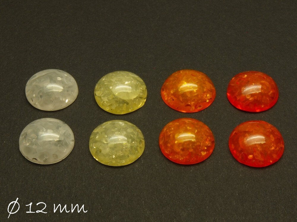 8 Stück runde Resin Cabochons gecrackelt 12 mm Mix 2