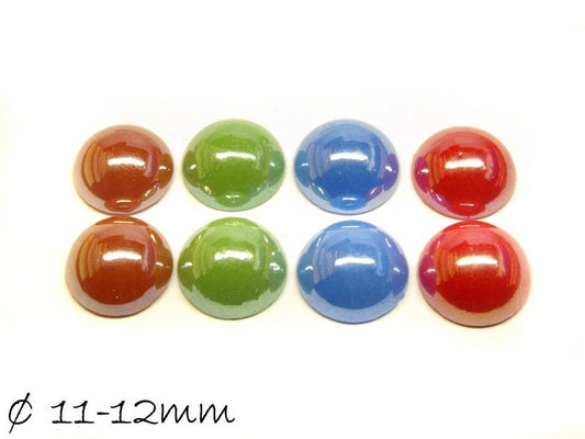 16 Stück runde opake Glas Cabochons 11-12 mm, Mix 1