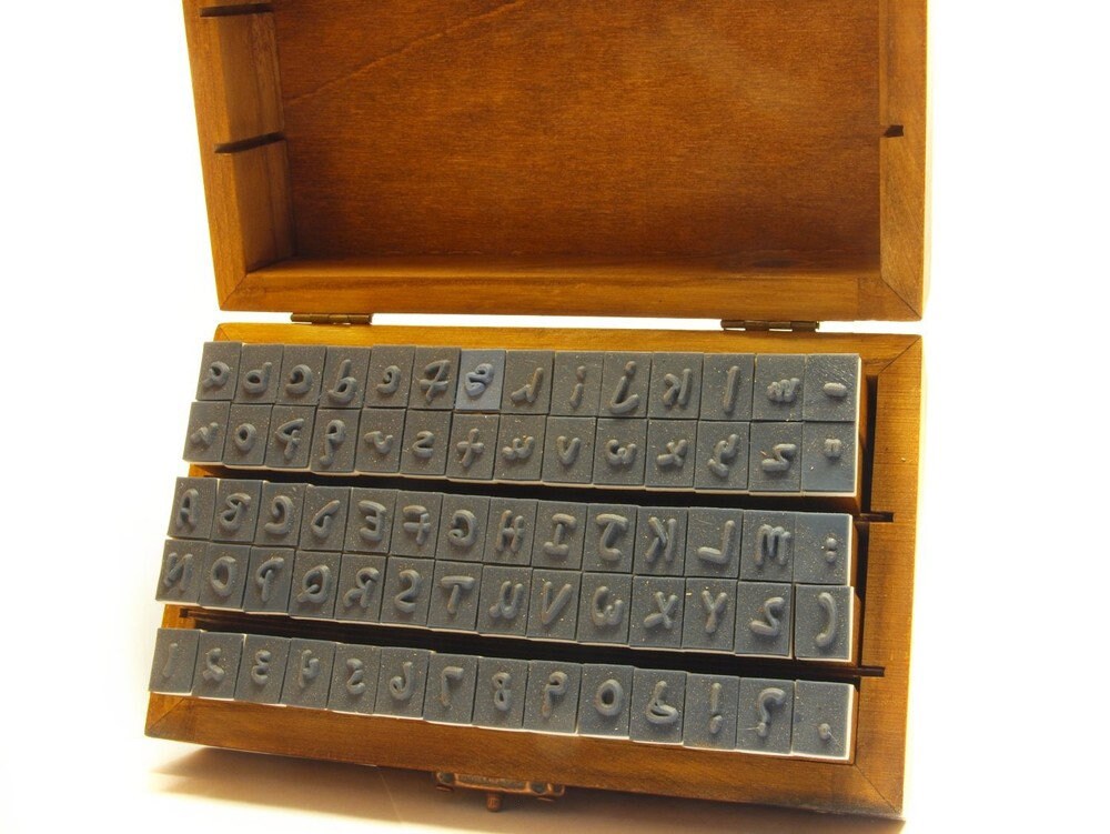 70 Stück gummierte Stempel - Stempelset, Handwritten, Alphabet Buchstabe #2