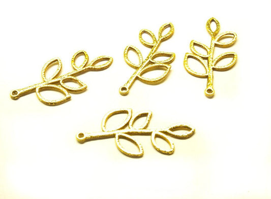 6 Stück Anhänger Blätter antik gold 38 x 18 mm