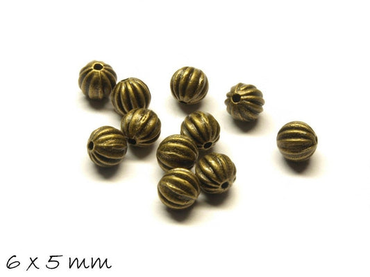 10 Stück Spacer Perlen Rondell 6 x 5 mm bronze