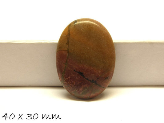 1 Stück  Cabochon Jasper 40 x 30 mm, gelb-rot