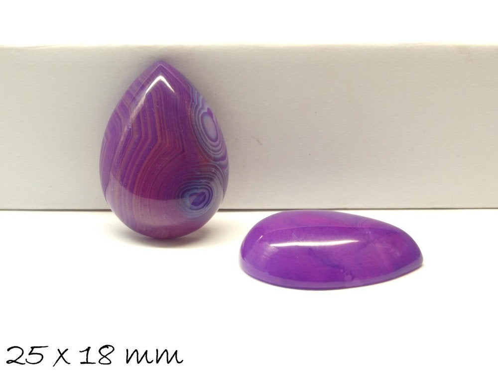 1 Stück Edelstein Tropfen-Cabochon Achat, 25 x 18 mm, lila