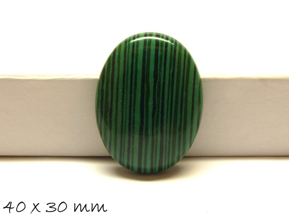 1 Stück Edelstein Cabochon, synthetischer Türkis (MalachitImitat), 40 x 30 mm