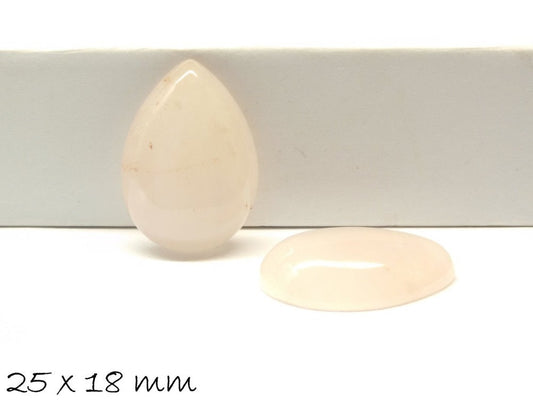 1 Stück Edelstein Tropfen-Cabochon, Rosenquarz, 25 x 18 mm