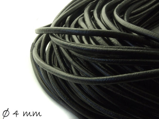 1,90EUR/m - 2 m Lederband schwarz, Ø 4 mm