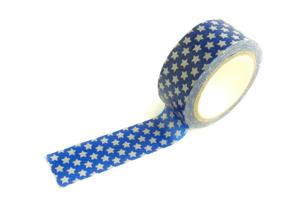 1 Rolle Masking Tape blau mit Sternen 15 mm