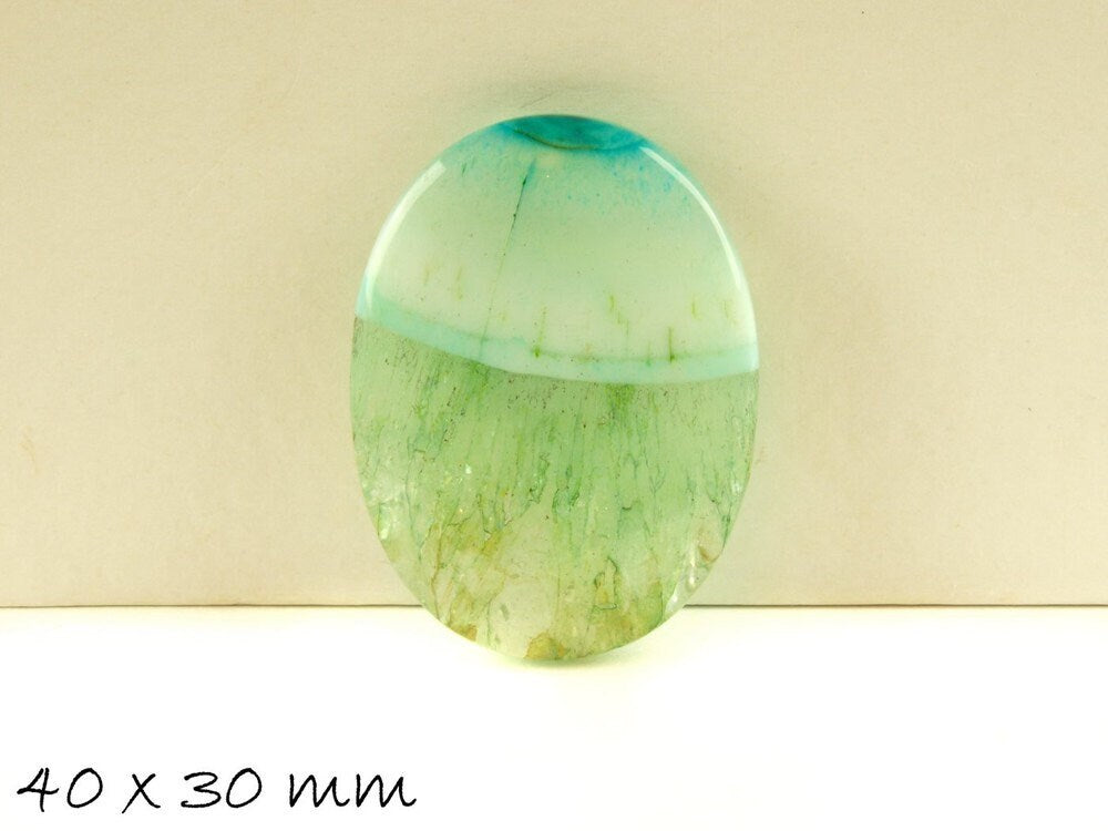 1 Stück Edelstein Cabochon Achat 40 x 30 mm grün, gestreift