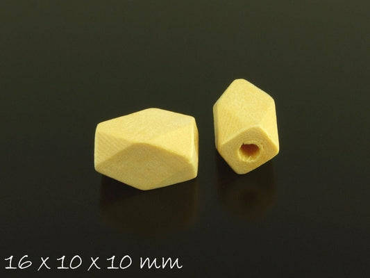 10 Stück ovale Holzperlen, natur, oval, 16 x 10 x 10 mm