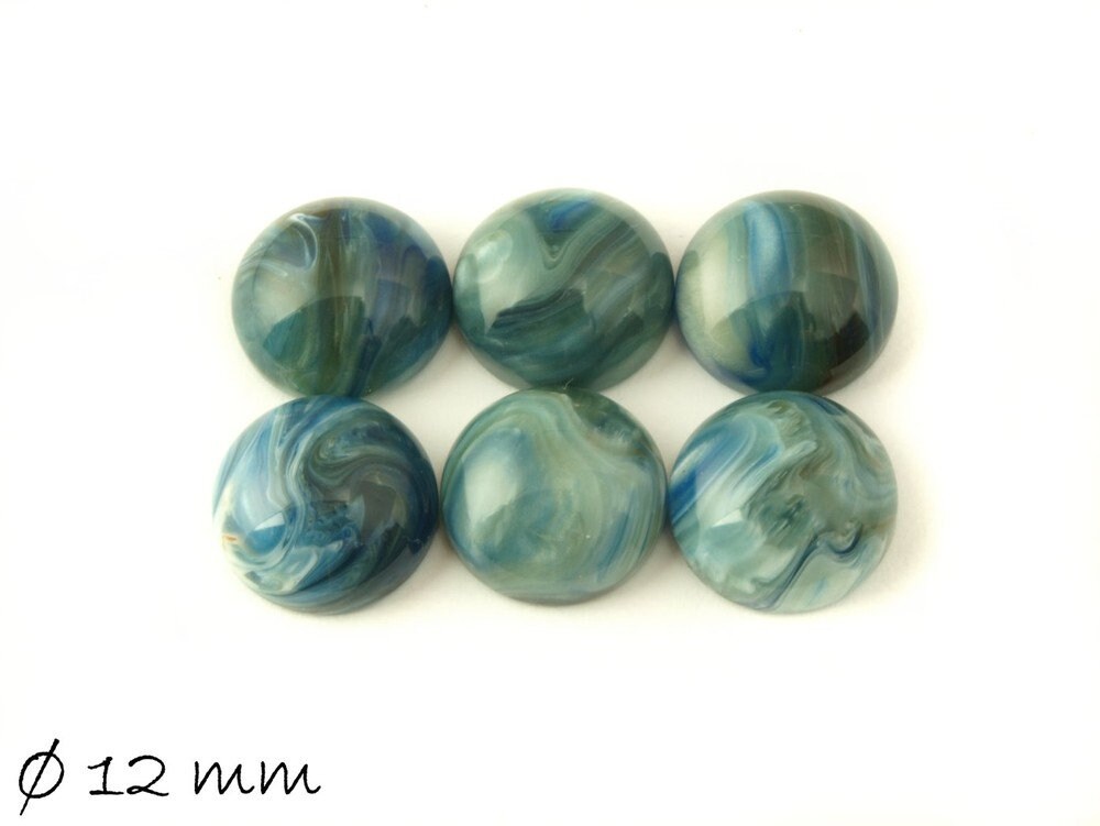 6 Stück runde Resin Cabochons Marmor Imitat Ø 12 mm