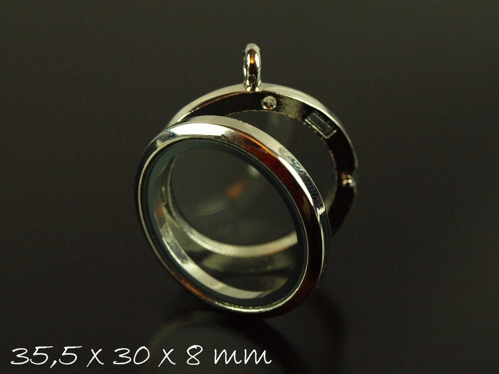 Floating Glas memory locket Klappmedaillon platin