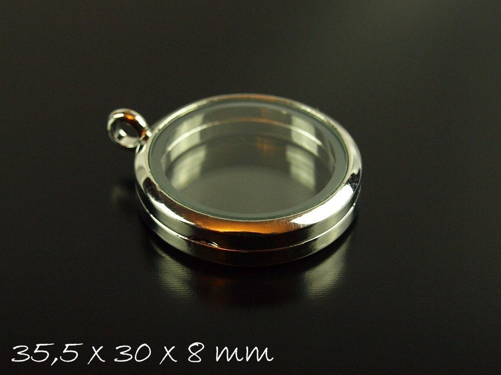 Floating Glas memory locket Klappmedaillon platin