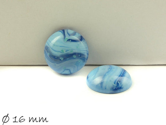4 Stück runde Resin Cabochons Ø 16 mm blau