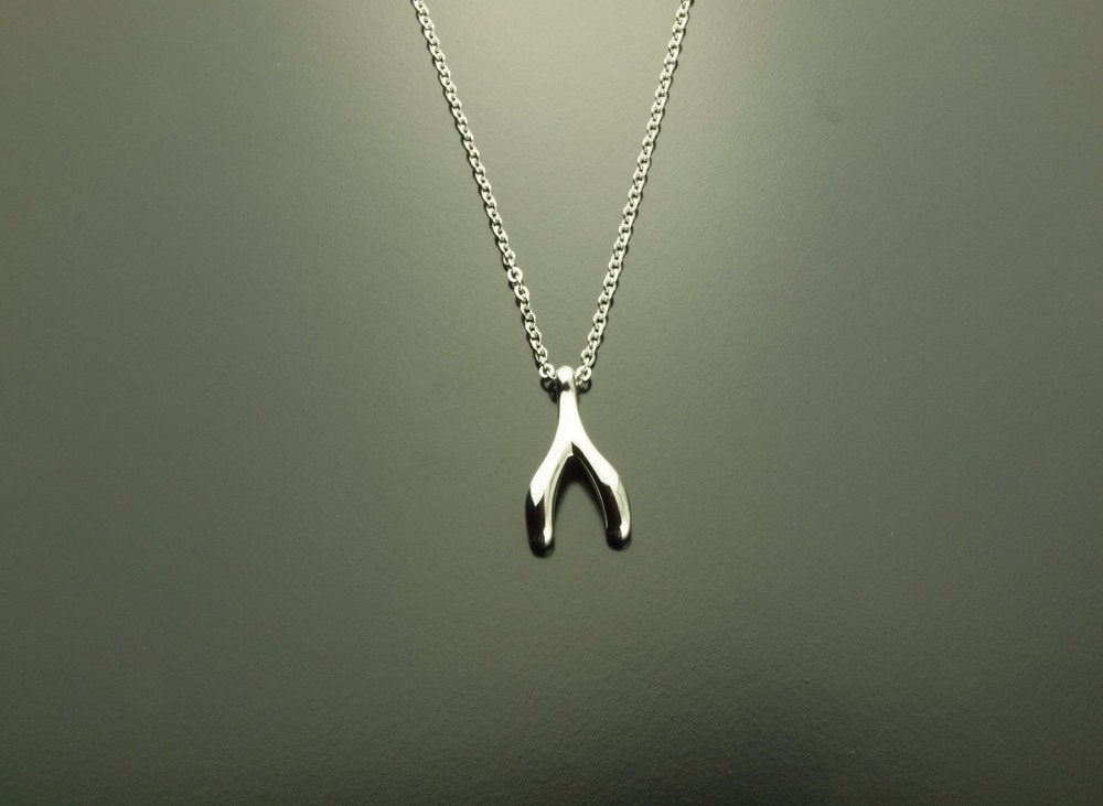 Kette Edelstahl Wünschelrute Wishbone silbern