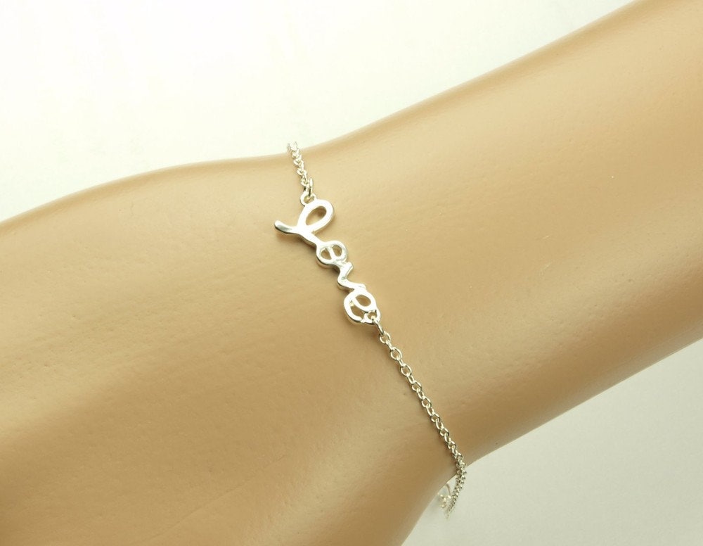 Armreifen Love Liebe silbern Armband Kette Schrift