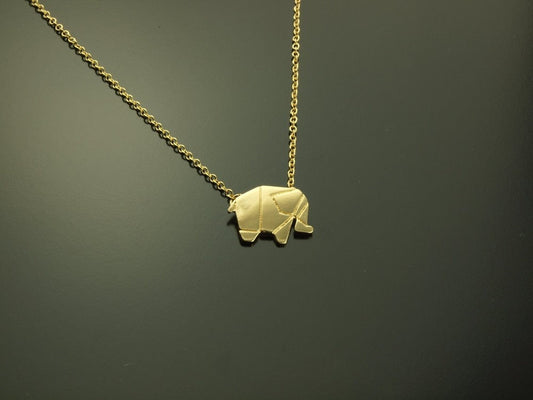 Kette Origami Elefant Anhänger golden