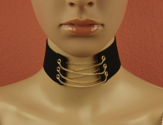 Choker Halskette Leder breit Gothic schwarz