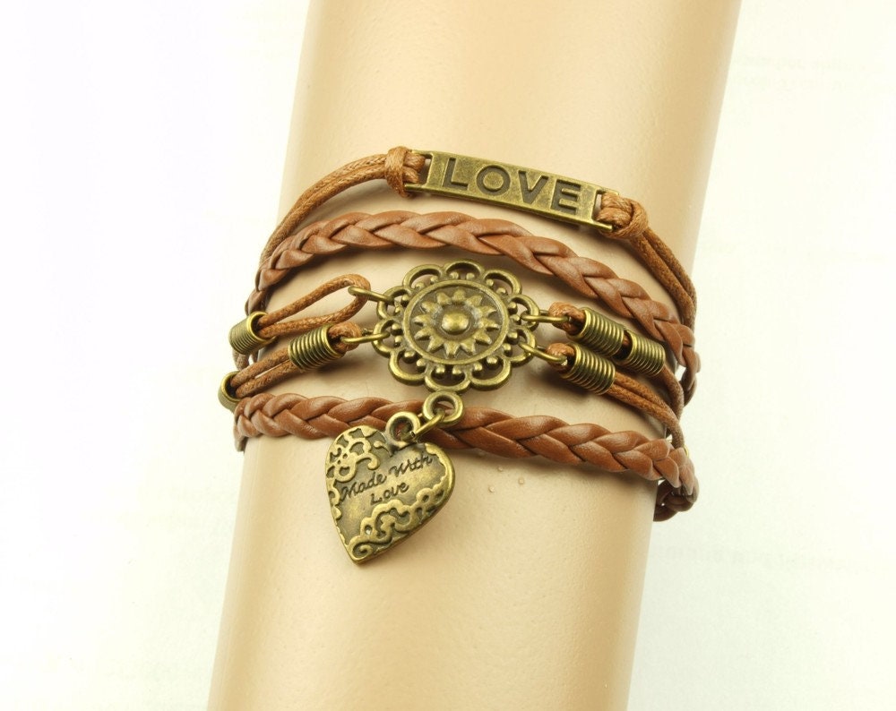 Armreifen bronze braun Herz Love Liebe Armband