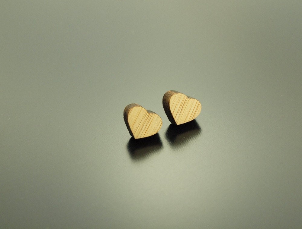 Ohrstecker Herz Holz Ohrringe Liebe Freundschaft