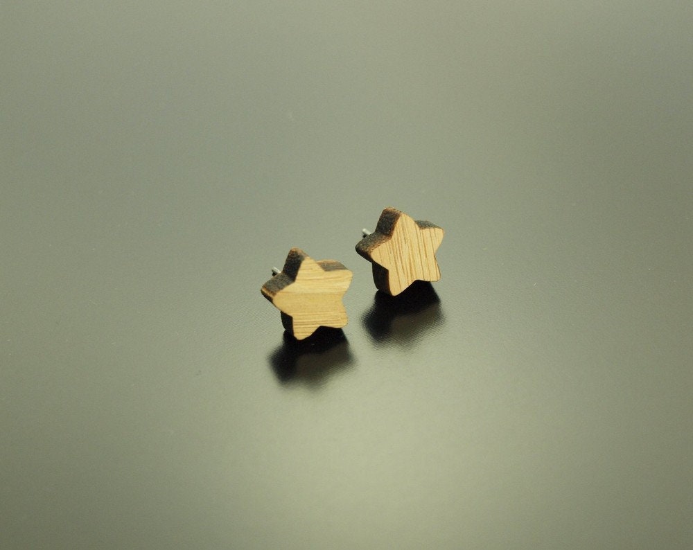 Ohrstecker Sterne Stars Holz Ohrringe