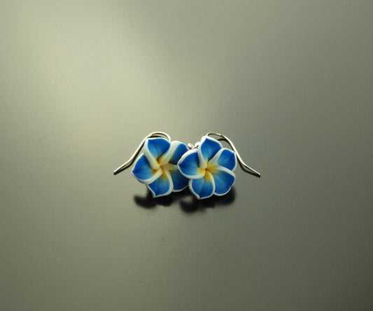 Ohrhänger Frangipani Blüte Blume Ohrringe blau