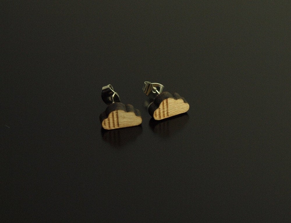 Ohrstecker Wolke Holz Ohrringe